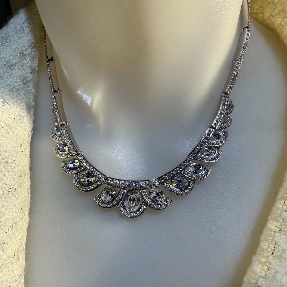 Vintage Monet Crystal Silver Necklace - Picture 3 of 4